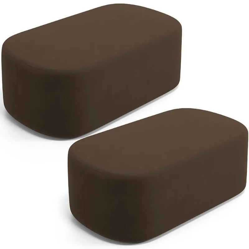 Kit 02 Puffs Decorativos Orgânicos Para Living Quarto 100cm Doha W01 Suede Marrom - Lyam Decor
