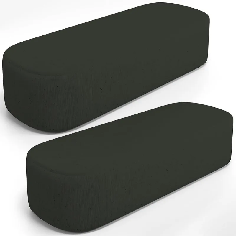 Kit 02 Puffs Decorativos Orgânicos Para Living Quarto 140cm Doha W01 Linho Verde Musgo - Lyam Decor