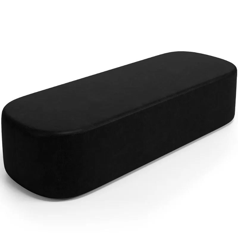 Puff Decorativo Orgânico Para Living Quarto 140cm Doha W01 Couríssimo Preto - Lyam Decor