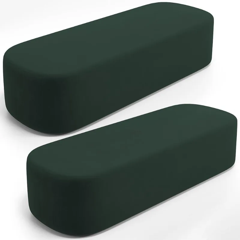 Kit 02 Puffs Decorativos Orgânicos Para Living Quarto 140cm Doha W01 Suede Verde Musgo - Lyam Decor