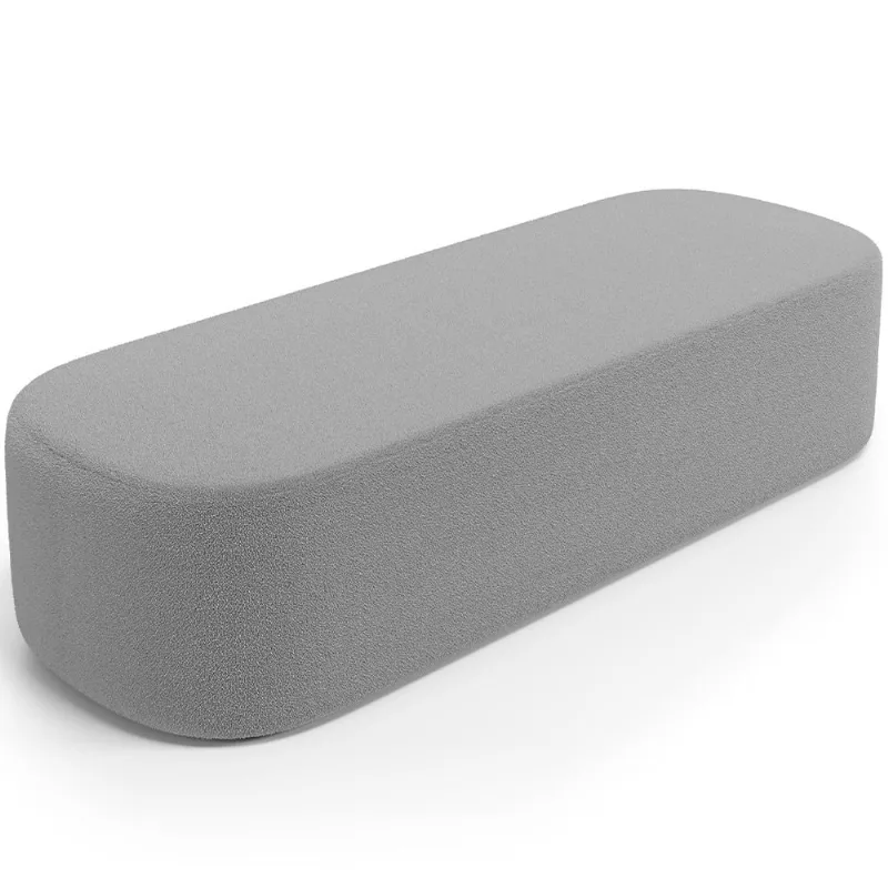 Puff Decorativo Orgânico Para Living Quarto 160cm Doha W01 Bouclê Cinza - Lyam Decor
