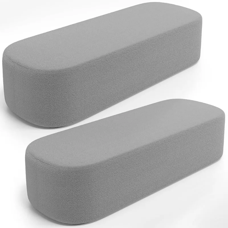 Kit 02 Puffs Decorativos Orgânicos Para Living Quarto 160cm Doha W01 Bouclê Cinza - Lyam Decor
