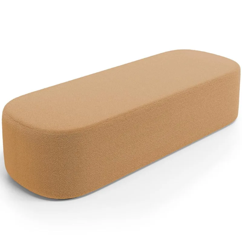Puff Decorativo Orgânico Para Living Quarto 160cm Doha W01 Bouclê Mostarda - Lyam Decor