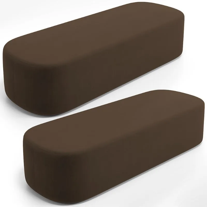 Kit 02 Puffs Decorativos Orgânicos Para Living Quarto 160cm Doha W01 Suede Marrom - Lyam Decor
