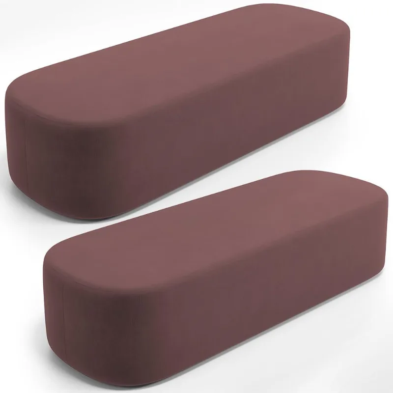 Kit 02 Puffs Decorativos Orgânicos Para Living Quarto 195cm Doha W01 Suede Rosê - Lyam Decor - Lyam Decor