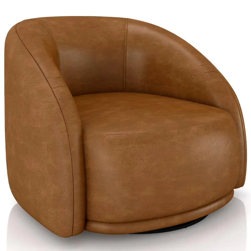Poltrona Decorativa Giratória Angelina M03 Couríssimo Whisky - Lyam Decor - Lyam Decor