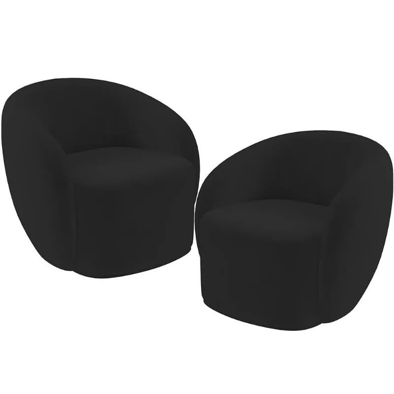 Kit 02 Poltronas Decorativas Para Sala de Estar Living Gliese K01 Veludo Preto - Lyam Decor - Lyam Decor
