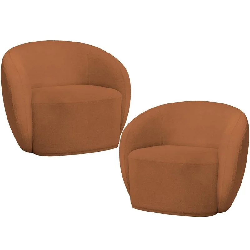 Kit 02 Poltronas Decorativas Para Sala de Estar Living Gliese K01 Bouclê Mostarda - Lyam Decor - Lyam Decor