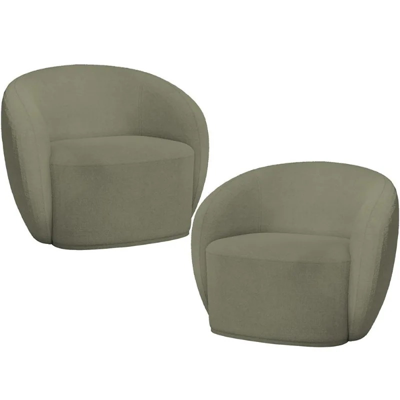 Kit 02 Poltronas Decorativas Para Sala de Estar Living Gliese K01 Bouclê Verde - Lyam Decor - Lyam Decor
