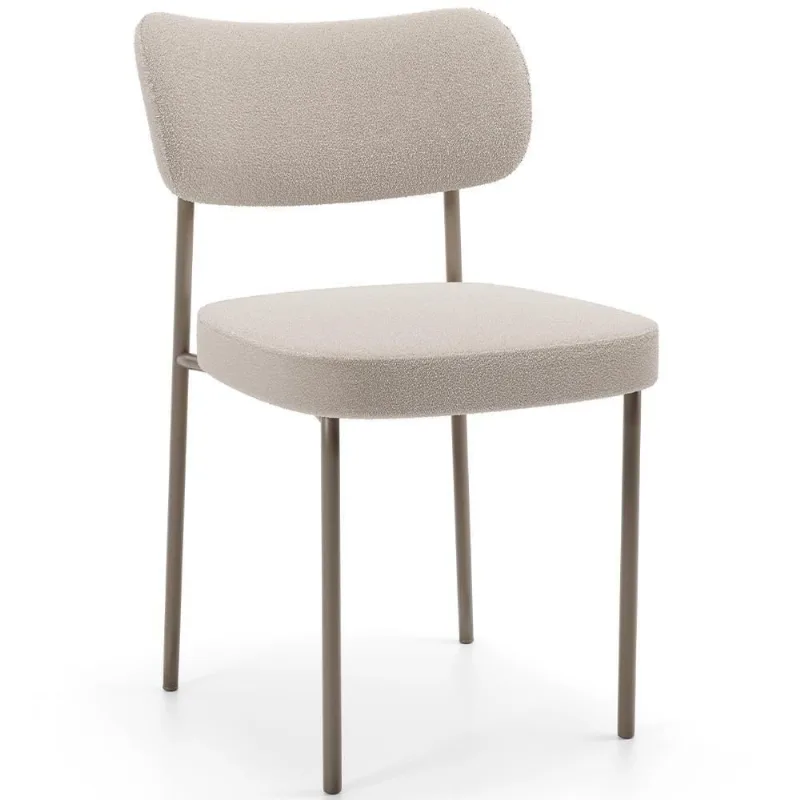 Cadeira Decorativa Sala De Jantar Melina Base Arena L02 Bouclê Creme - Lyam Decor - Lyam Decor