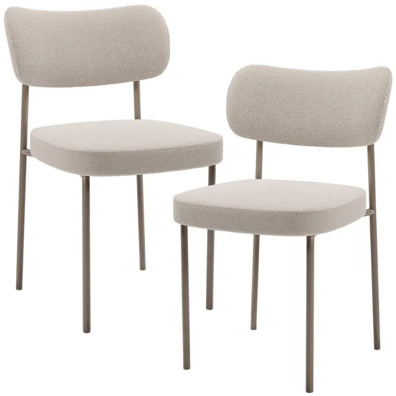 Kit 02 Cadeiras Para Sala De Jantar Melina Base Arena L02 Bouclê Creme - Lyam Decor - Lyam Decor