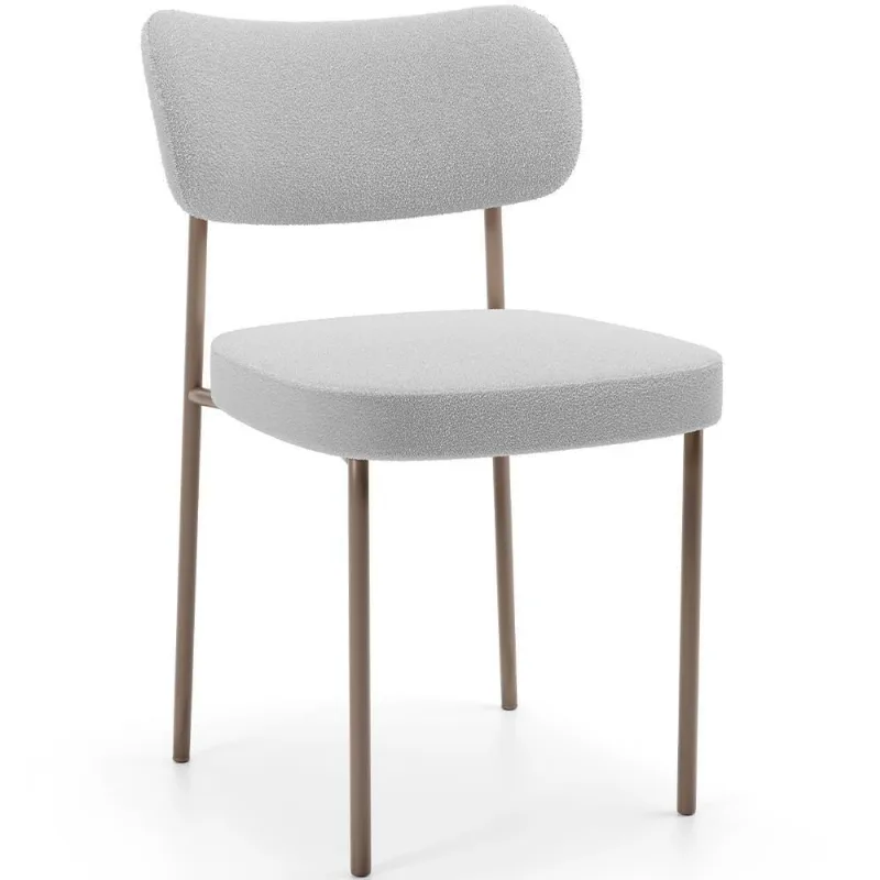 Cadeira Decorativa Sala De Jantar Melina Base Arena L02 Bouclê Cinza - Lyam Decor - Lyam Decor