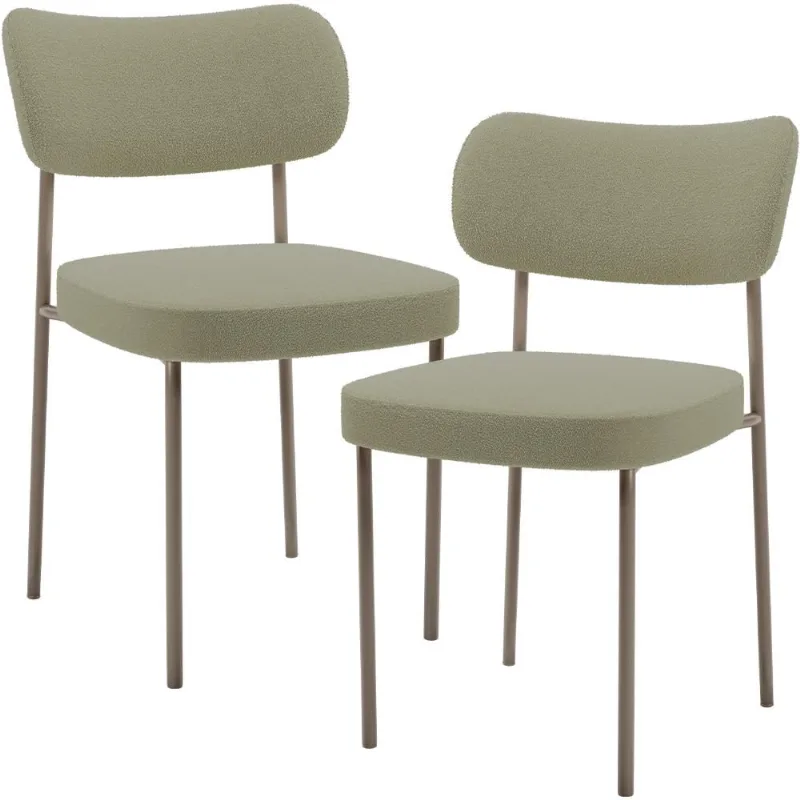 Kit 02 Cadeiras Para Sala De Jantar Melina Base Arena L02 Bouclê Oliva - Lyam Decor - Lyam Decor