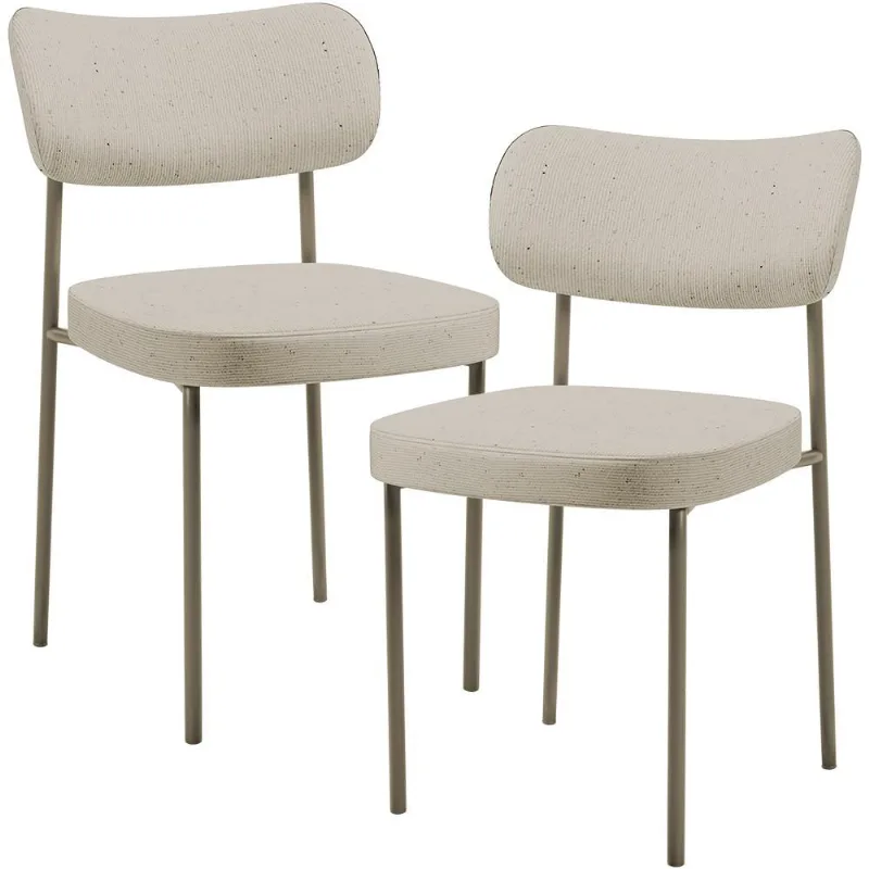 Kit 02 Cadeiras Para Sala De Jantar Melina Base Arena L02 Linho Bege - Lyam Decor - Lyam Decor
