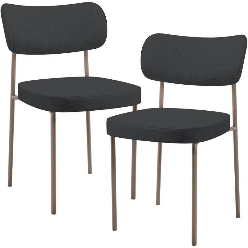 Kit 02 Cadeiras Para Sala De Jantar Melina Base Arena L02 Linho Chumbo - Lyam Decor - Lyam Decor