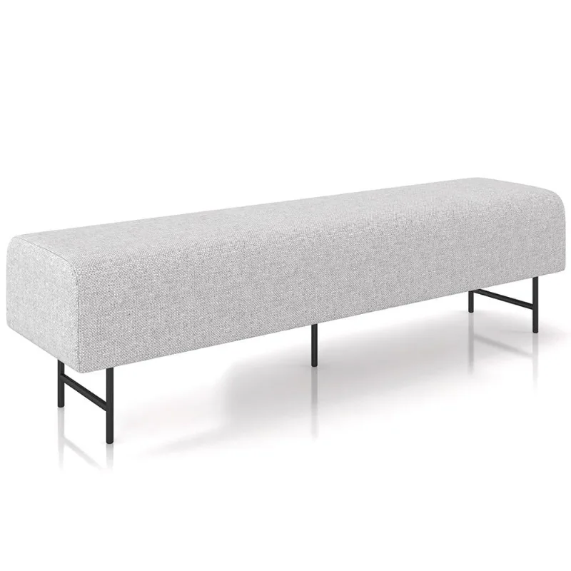 Puff Recamier Decorativo com Pés Industrial 195cm Novara P05 Linho Cinza Claro - Lyam Decor - Lyam Decor