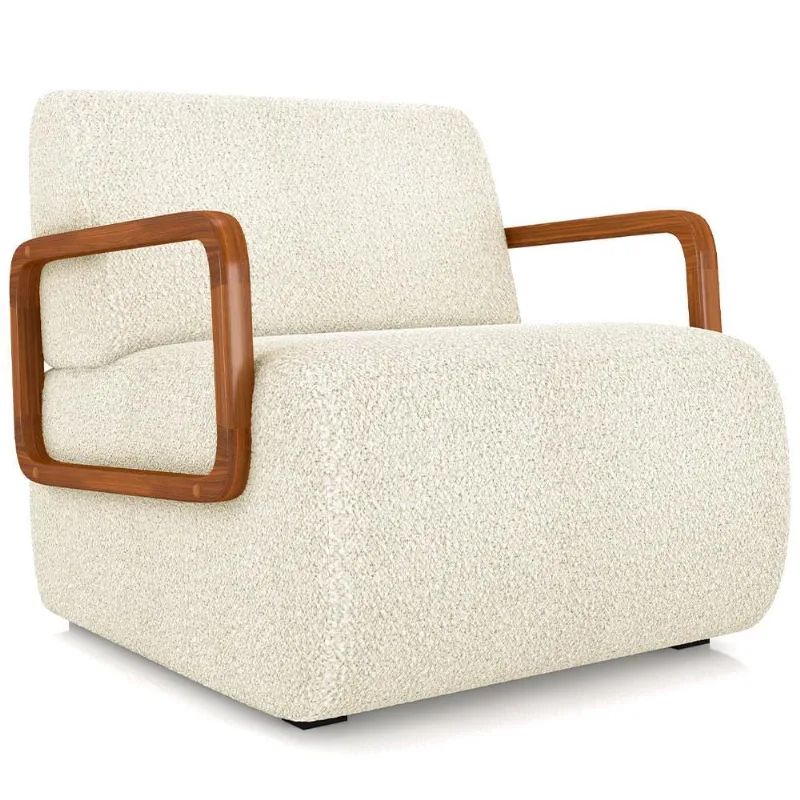 Poltrona Decorativa Orgânica Bruxelas K01 Bouclê Creme - Lyam Decor - Lyam Decor