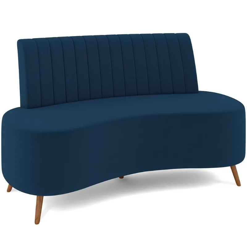 Sofá Chaise Living 2 Lugares 135cm Para Sala Cayman K01 Veludo Azul Marinho - Lyam Decor - Lyam Decor