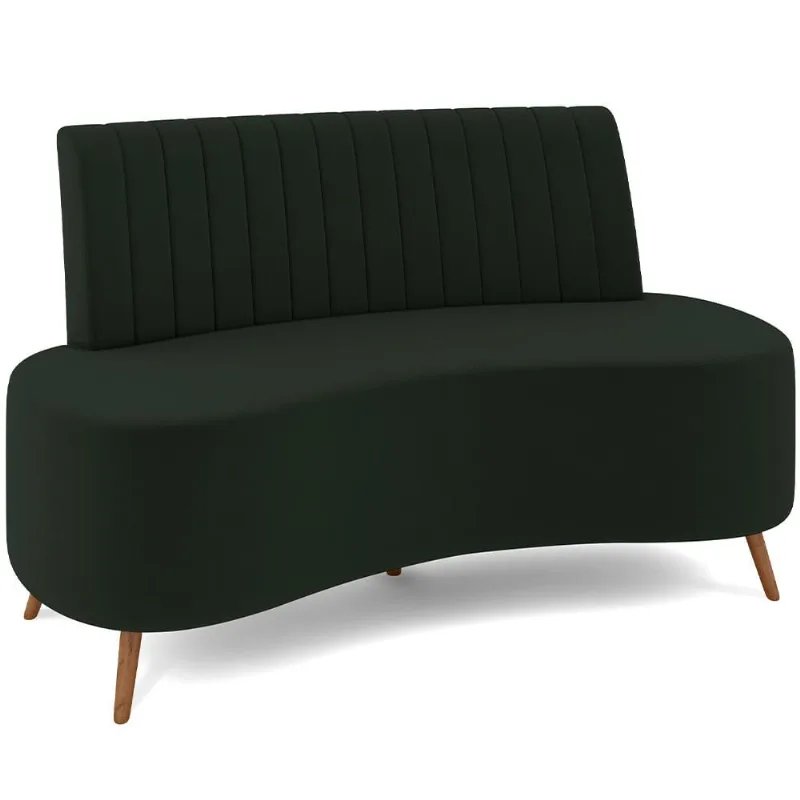 Sofá Chaise Living 2 Lugares 135cm Para Sala Cayman K01 Veludo Verde - Lyam Decor - Lyam Decor