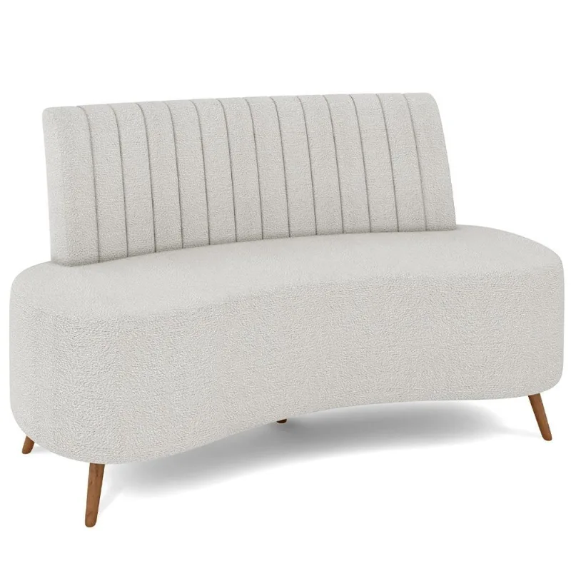 Sofá Chaise Living 2 Lugares 135cm Para Sala Cayman K01 Bouclê Creme - Lyam Decor - Lyam Decor