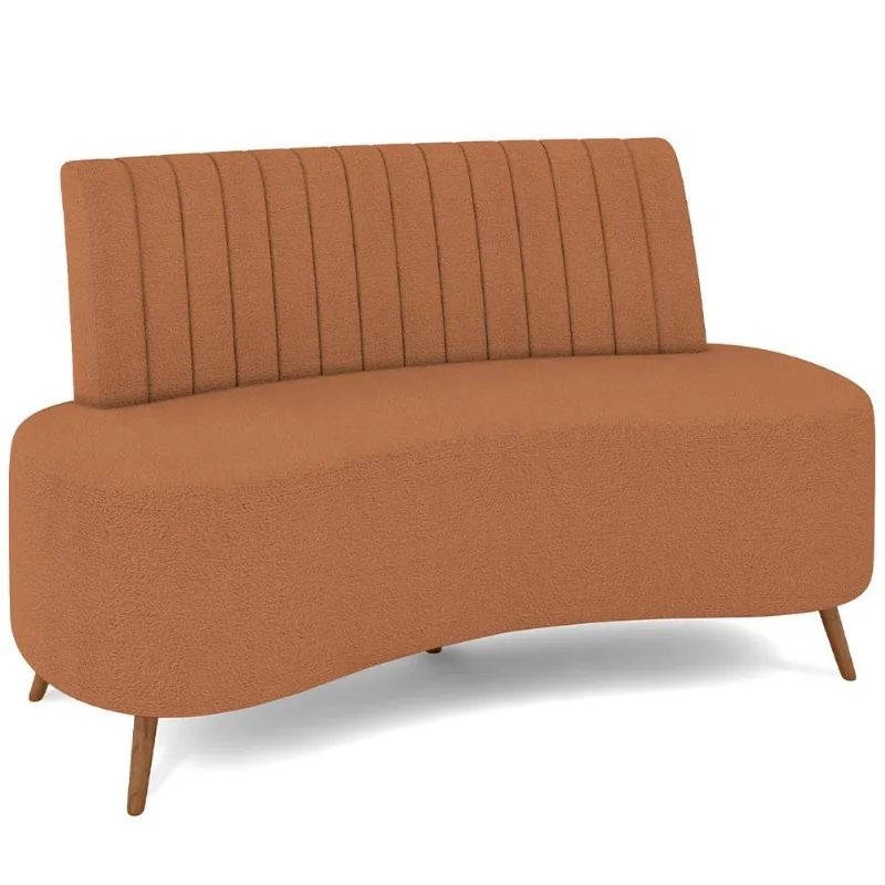 Sofá Chaise Living 2 Lugares 135cm Para Sala Cayman K01 Bouclê Mostarda - Lyam Decor - Lyam Decor
