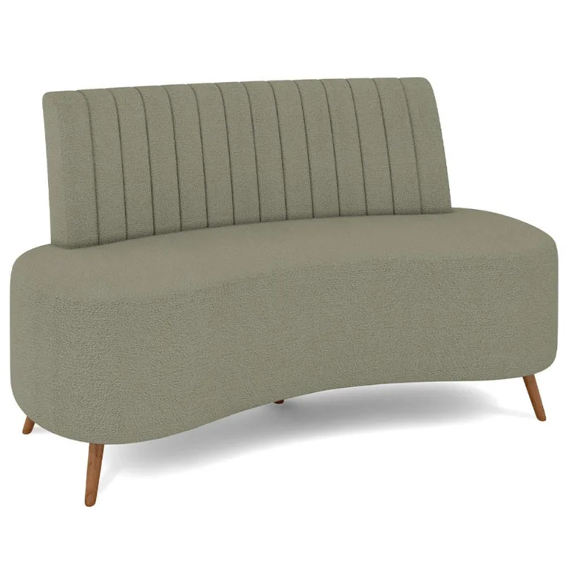 Sofá Chaise Living 2 Lugares 135cm Para Sala Cayman K01 Bouclê Verde - Lyam Decor - Lyam Decor