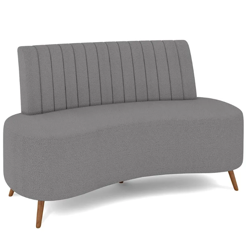 Sofá Chaise Living 2 Lugares 135cm Para Sala Cayman K01 Bouclê Cinza - Lyam Decor - Lyam Decor