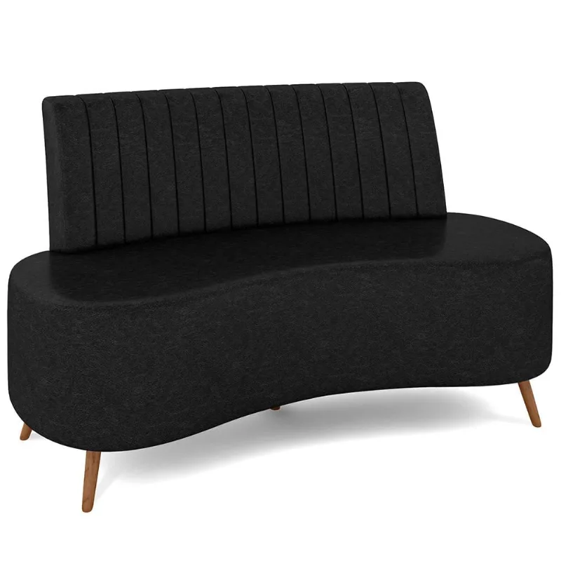 Sofá Chaise Living 2 Lugares 135cm Para Sala Cayman K01 Sintético Preto - Lyam Decor - Lyam Decor
