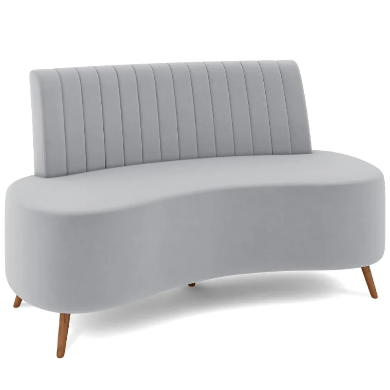 Sofá Chaise Living 2 Lugares 160cm Para Sala Cayman K01 Veludo Cinza - Lyam Decor - Lyam Decor