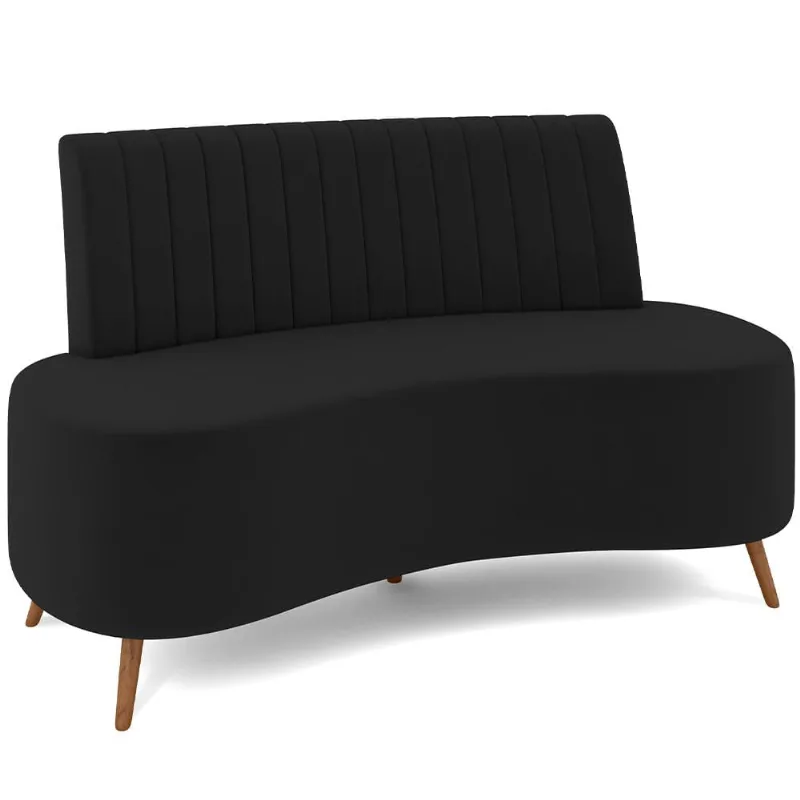 Sofá Chaise Living 2 Lugares 160cm Para Sala Cayman K01 Veludo Preto - Lyam Decor - Lyam Decor
