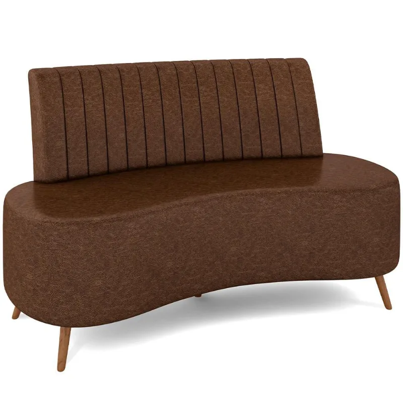 Sofá Chaise Living 2 Lugares 160cm Para Sala Cayman K01 Sintético Marrom - Lyam Decor - Lyam Decor