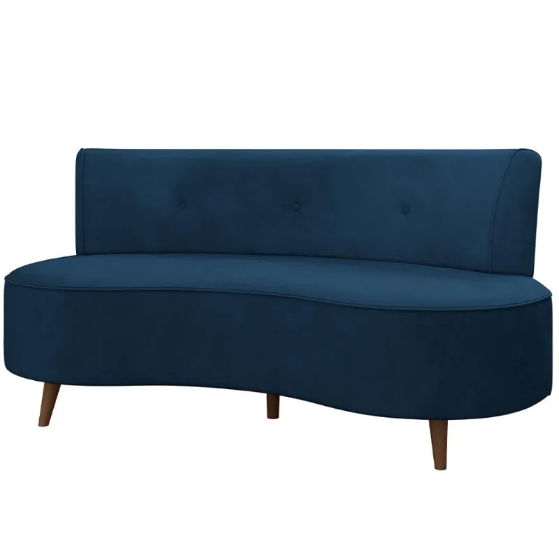 Sofá Chaise Living 2 Lugares 135cm Sala de Estar Istambul K01 Veludo Azul Marinho - Lyam Decor - Lyam Decor