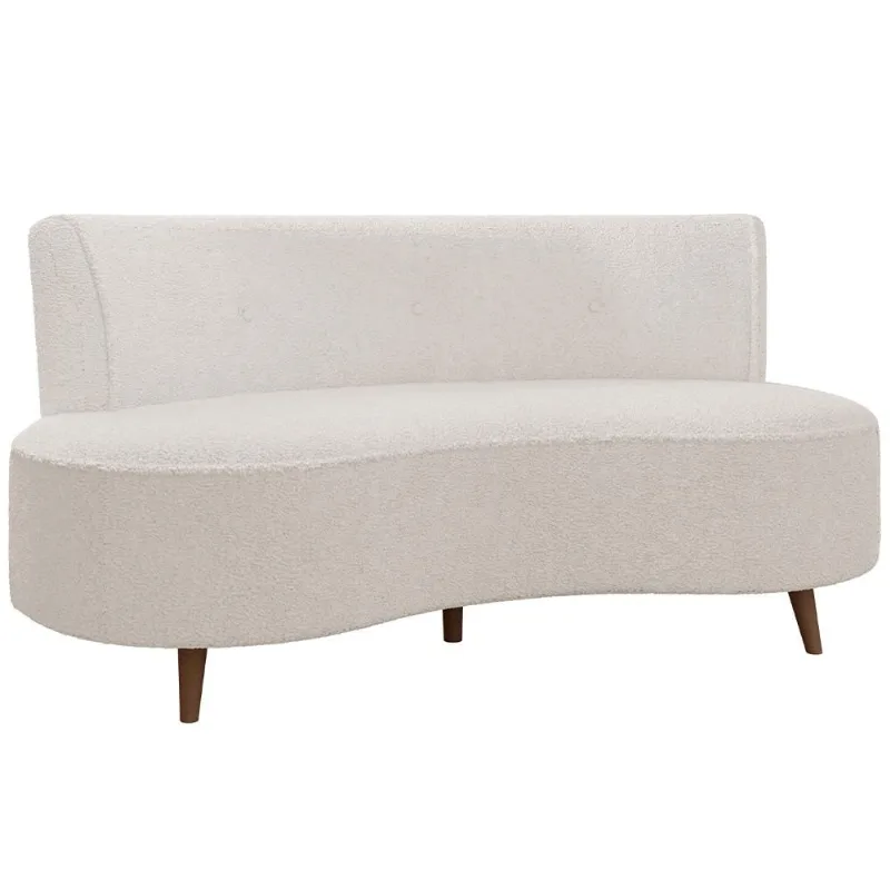 Sofá Chaise Living 2 Lugares 135cm Sala de Estar Istambul K01 Bouclê Creme - Lyam Decor