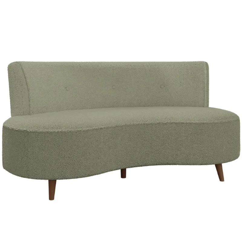 Sofá Chaise Living 2 Lugares 135cm Sala de Estar Istambul K01 Bouclê Verde - Lyam Decor - Lyam Decor