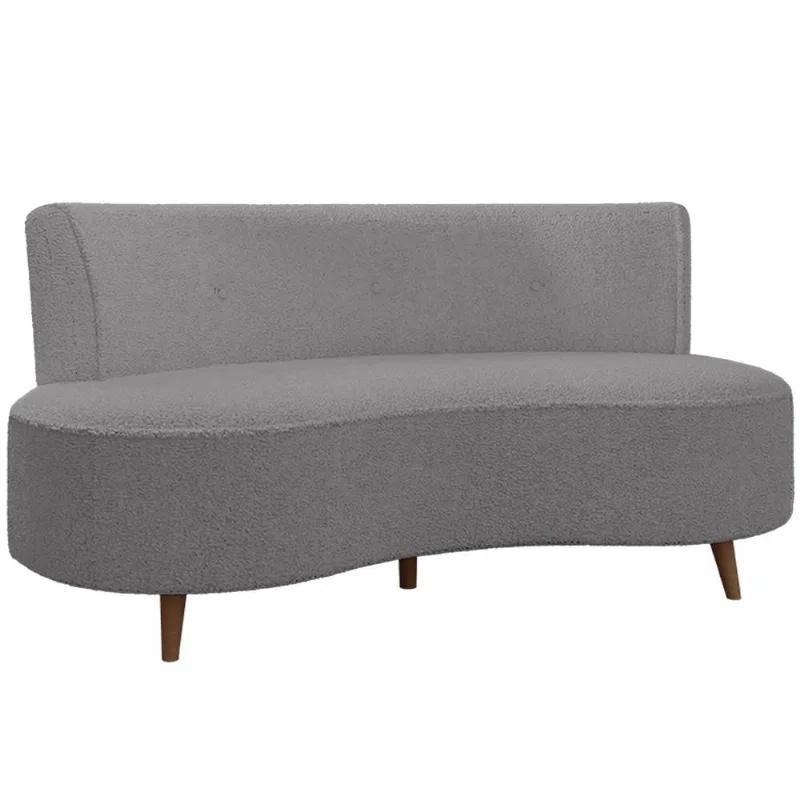 Sofá Chaise Living 2 Lugares 135cm Sala de Estar Istambul K01 Bouclê Cinza - Lyam Decor - Lyam Decor