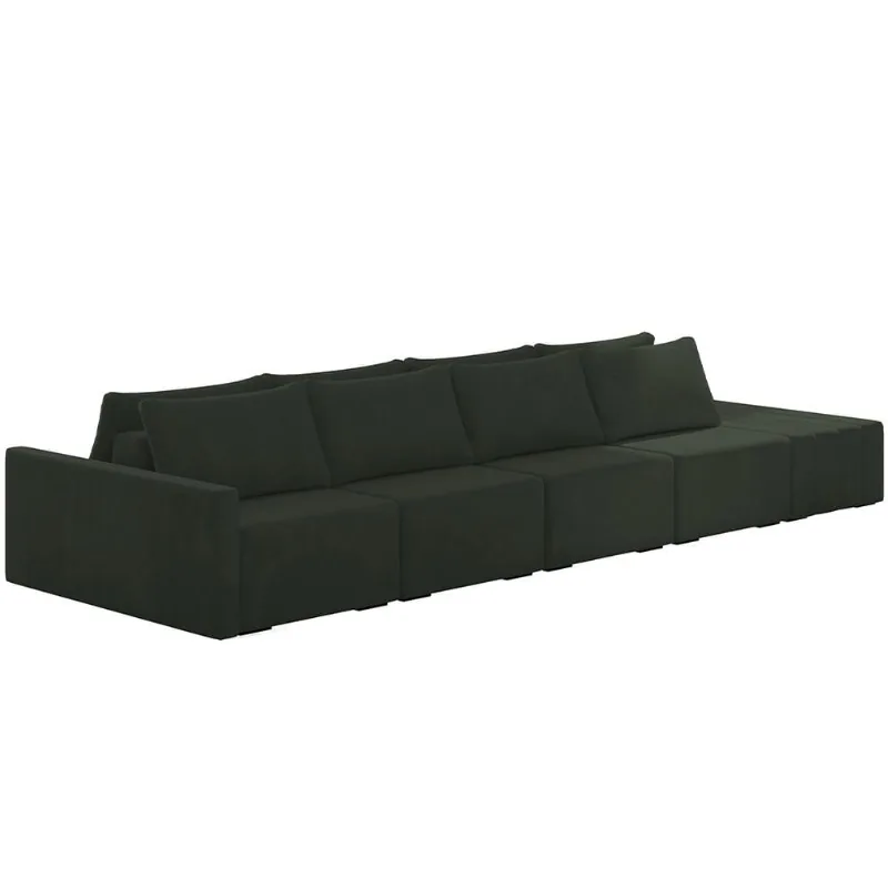 Sofá Ilha Modular Para Sala 432cm com Puff Dublin K01 Veludo Verde - Lyam Decor
