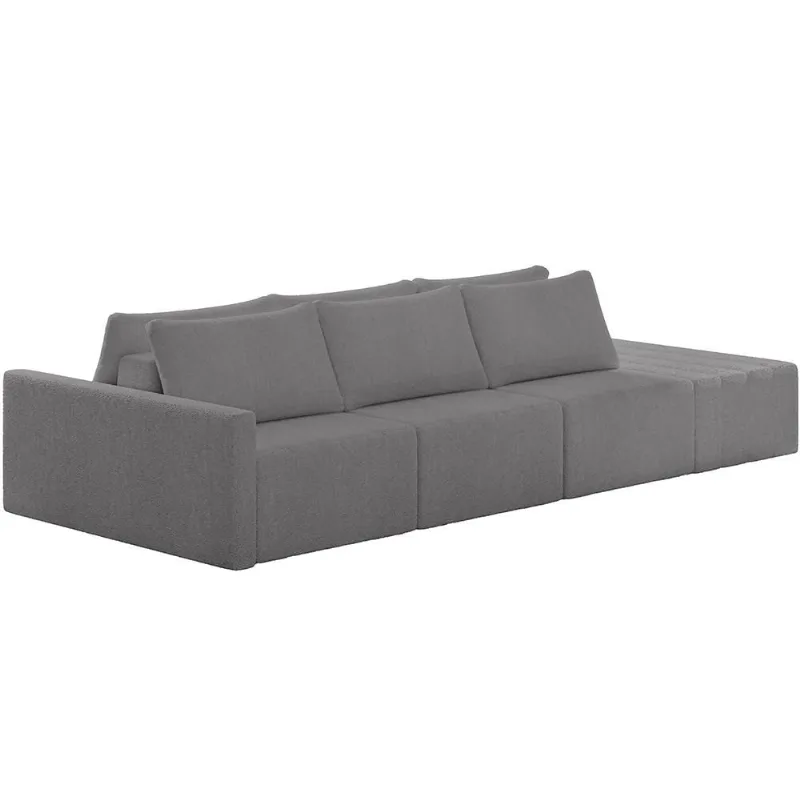 Sofá Ilha Modular Para Sala 312cm com Puff Dublin K01 Bouclê Cinza - Lyam Decor