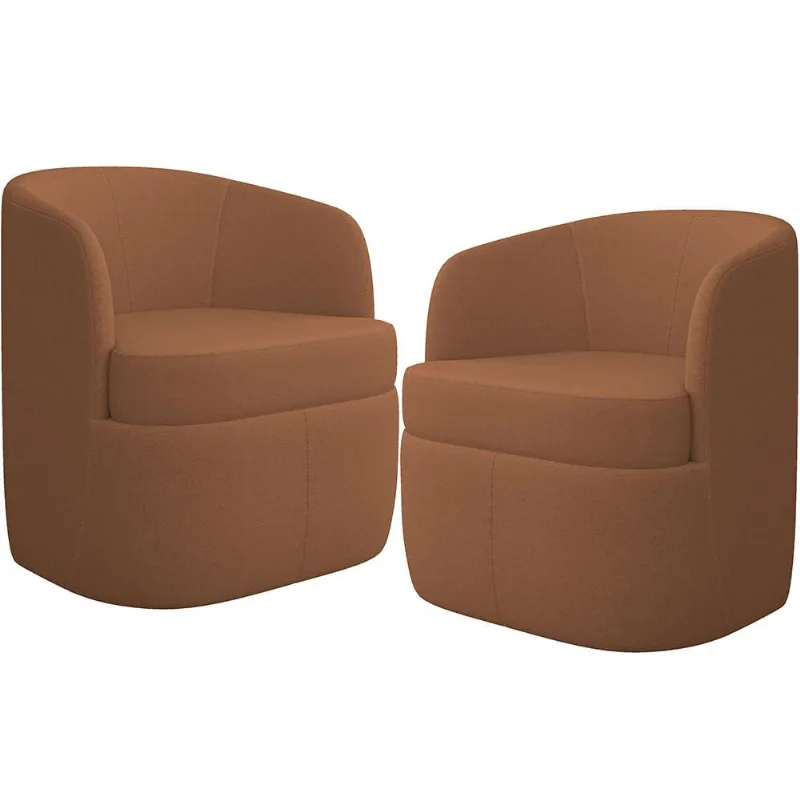 KIT 02 Poltronas Decorativa Giratória Para Sala de Estar Siena K01 Bouclê Mostarda - Lyam Decor - Lyam Decor