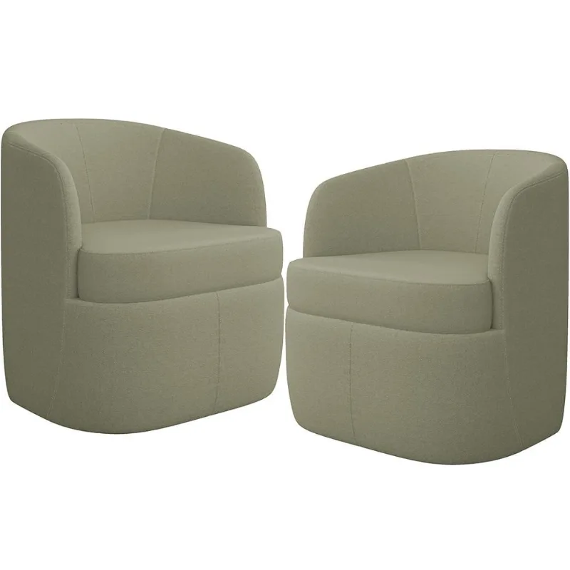 KIT 02 Poltronas Decorativa Giratória Para Sala de Estar Siena K01 Bouclê Verde - Lyam Decor - Lyam Decor