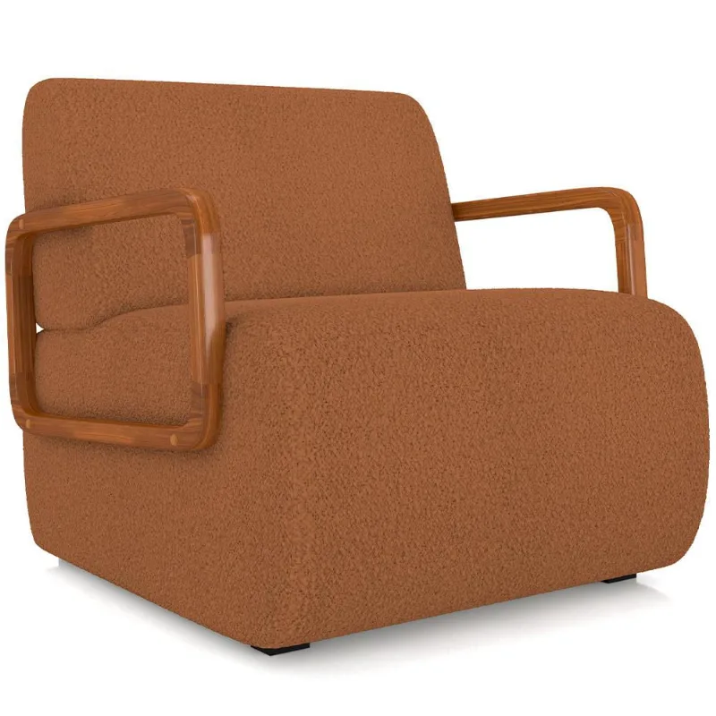 Poltrona Decorativa Orgânica Bruxelas K01 Bouclê Terracota - Lyam Decor - Lyam Decor