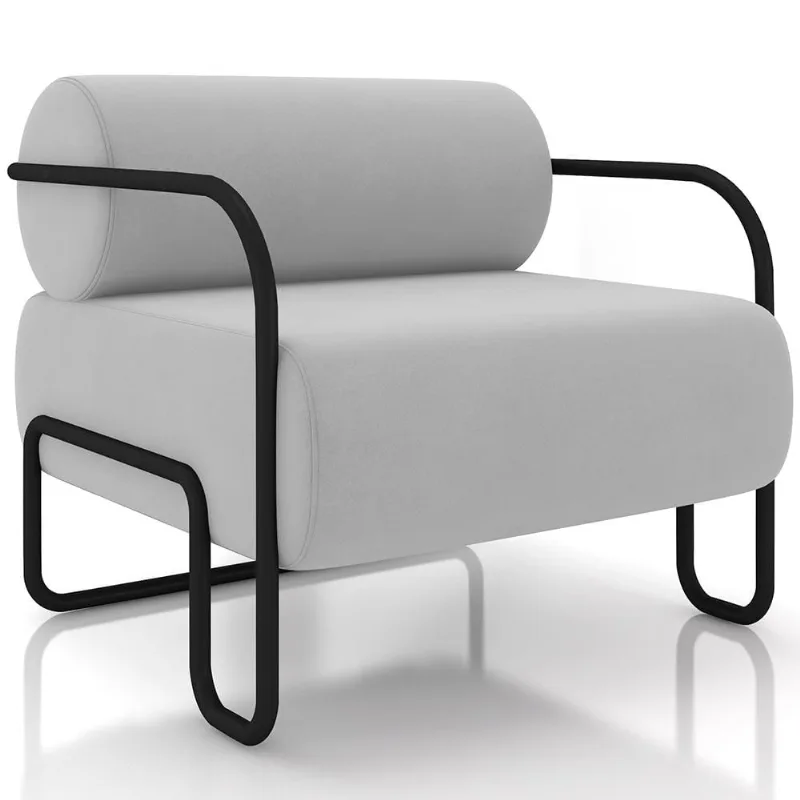 Poltrona Decorativa Pés Industrial Moscou K01 Veludo Cinza - Lyam Decor - Lyam Decor