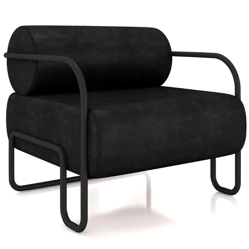 Poltrona Decorativa Pés Industrial Moscou K01 Couríssimo Preto - Lyam Decor - Lyam Decor