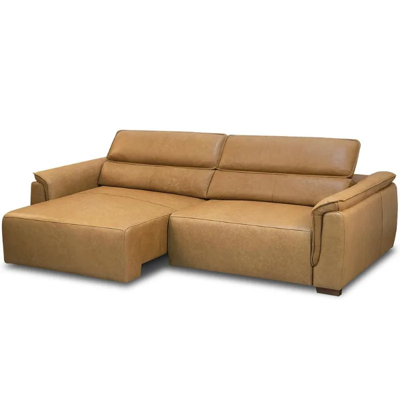 Sofá Retrátil Reclinável Para Sala 3 Lugares 220cm Livorno L06 Couro Camel - Lyam Decor - Lyam Decor