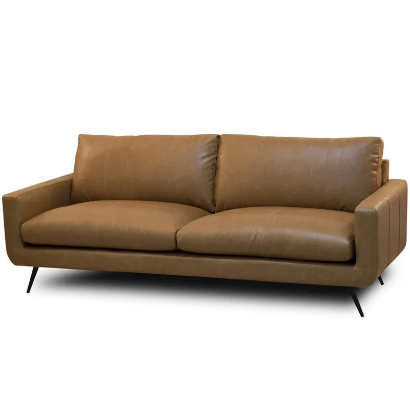 Sofá 4 Lugares Para Sala de Estar Living Industrial 282cm Dijon L06 Couro Camel - Lyam Decor - Lyam Decor