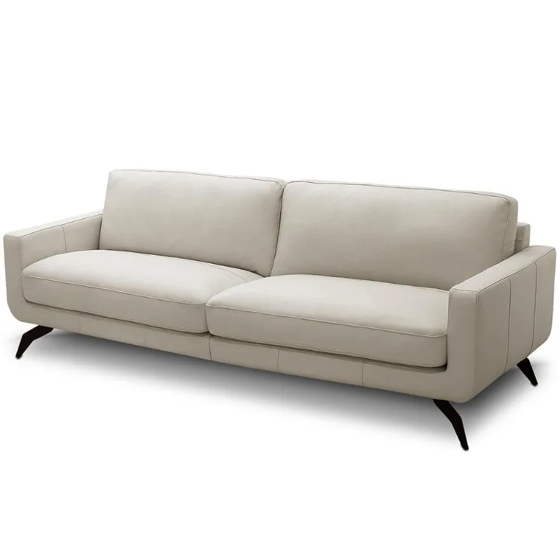 Sofá 3 Lugares Para Sala de Estar Living Industrial 240cm Trento L06 Couro Off White - Lyam Decor - Lyam Decor