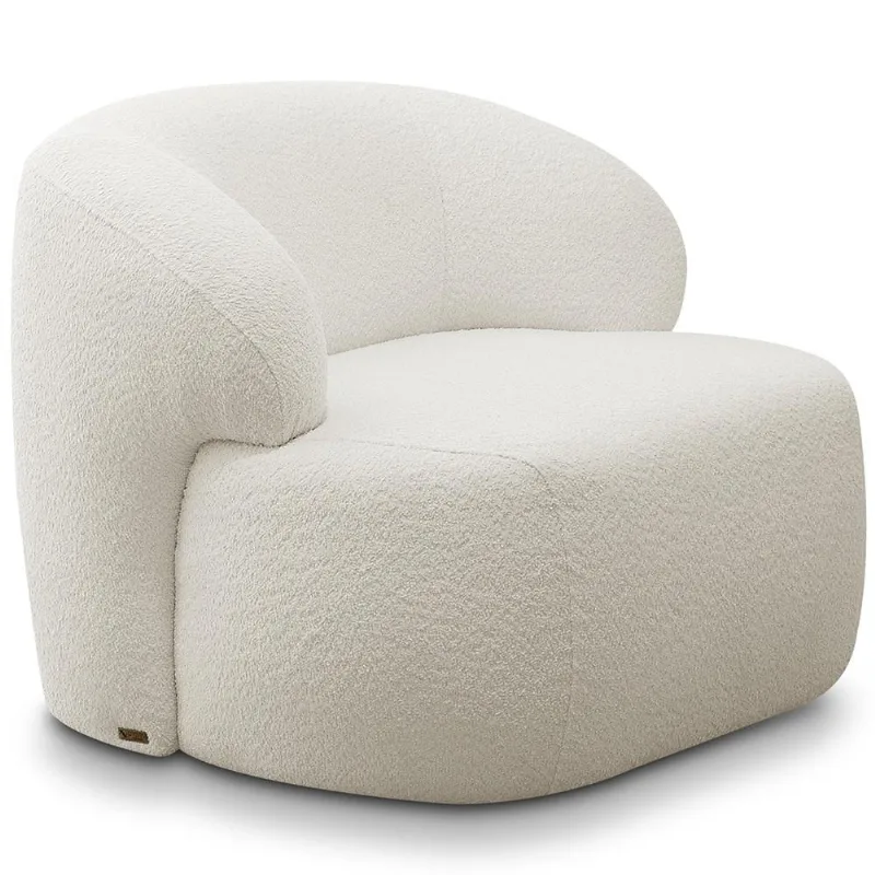 Poltrona Decorativa Fixa Orgânica Para Sala Living Barolo L06 Bouclê Branco - Lyam Decor - Lyam Decor