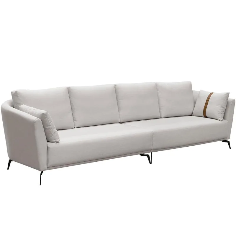 Sofá 3 Lugares Sala de Estar Living 250cm Pés Industrial Evan D06 Veludo Bege - Lyam Decor - Lyam Decor