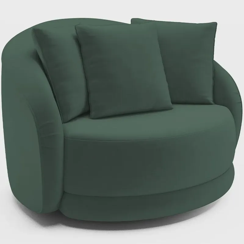 Poltrona Decorativa Para Sala de Estar Base Giratória Witta M03 Veludo Verde - Lyam Decor