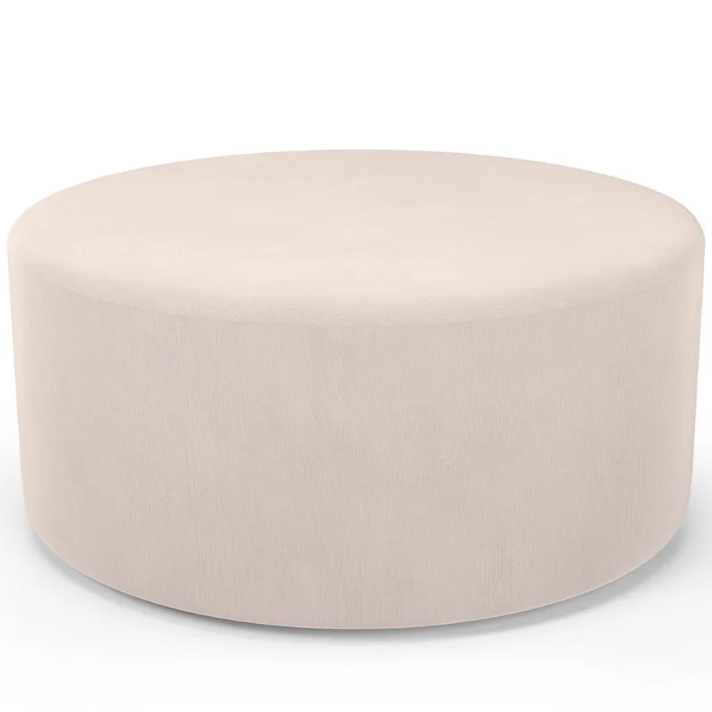 Puff Redondo Orgânico para Living 90cm Lola W01 Suede Bege - Lyam Decor