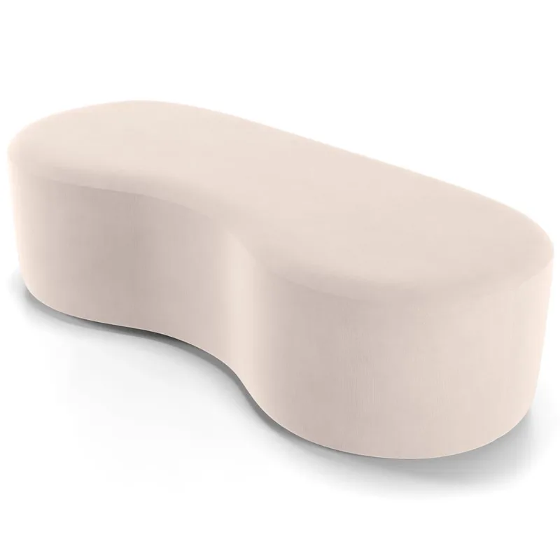 Puff Decorativo Orgânico para Living Quarto 140cm Orbit W01 Suede Bege - Lyam Decor - Lyam Decor